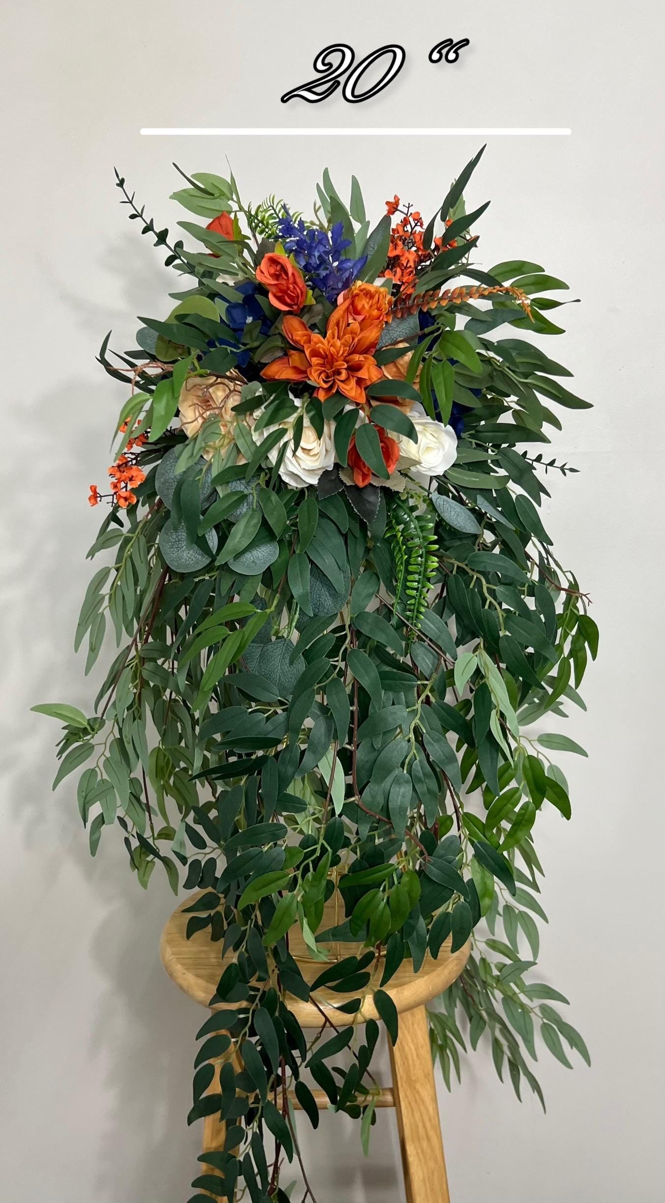 Terracotta Flower Ball Navy Blue White Wedding Centerpiece Boho Burnt Orange Barrel Whisky Decor Artificial Flower Rust Ivory Eucalyptus