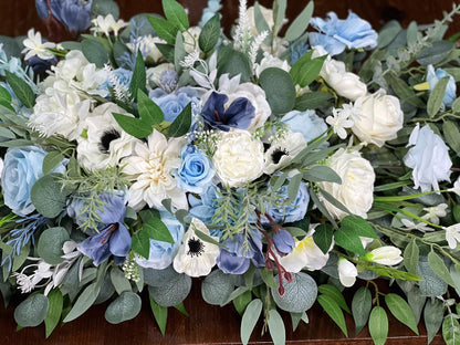 Sky Blue White Sweetheart Wedding Ivory Dusty Blue Sweetheart Blue Table Centerpiece Decor Wedding White Anemone Blue Centerpiece Artiticial