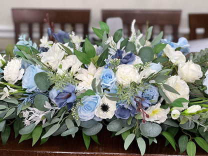 Sky Blue White Sweetheart Wedding Ivory Dusty Blue Sweetheart Blue Table Centerpiece Decor Wedding White Anemone Blue Centerpiece Artiticial