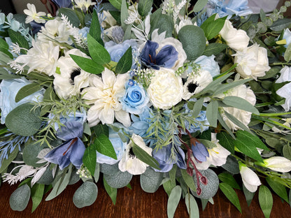 Sky Blue White Sweetheart Wedding Ivory Dusty Blue Sweetheart Blue Table Centerpiece Decor Wedding White Anemone Blue Centerpiece Artiticial