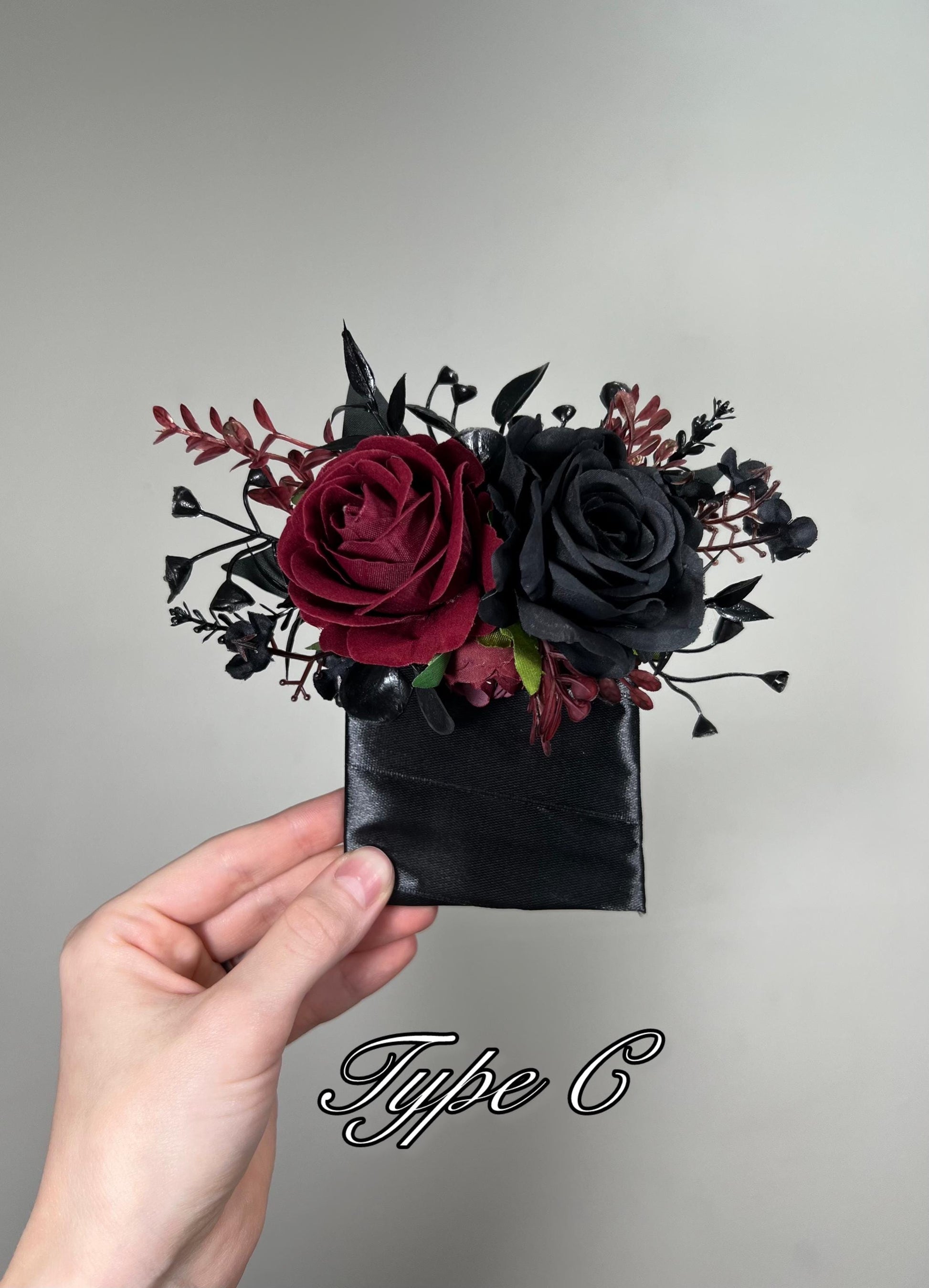 Wedding Pocket Boutonniere Black Groom Boutonnière Square Burgundy Groomsmen Halloween Burgundy Black Gothic Artificial Flowers