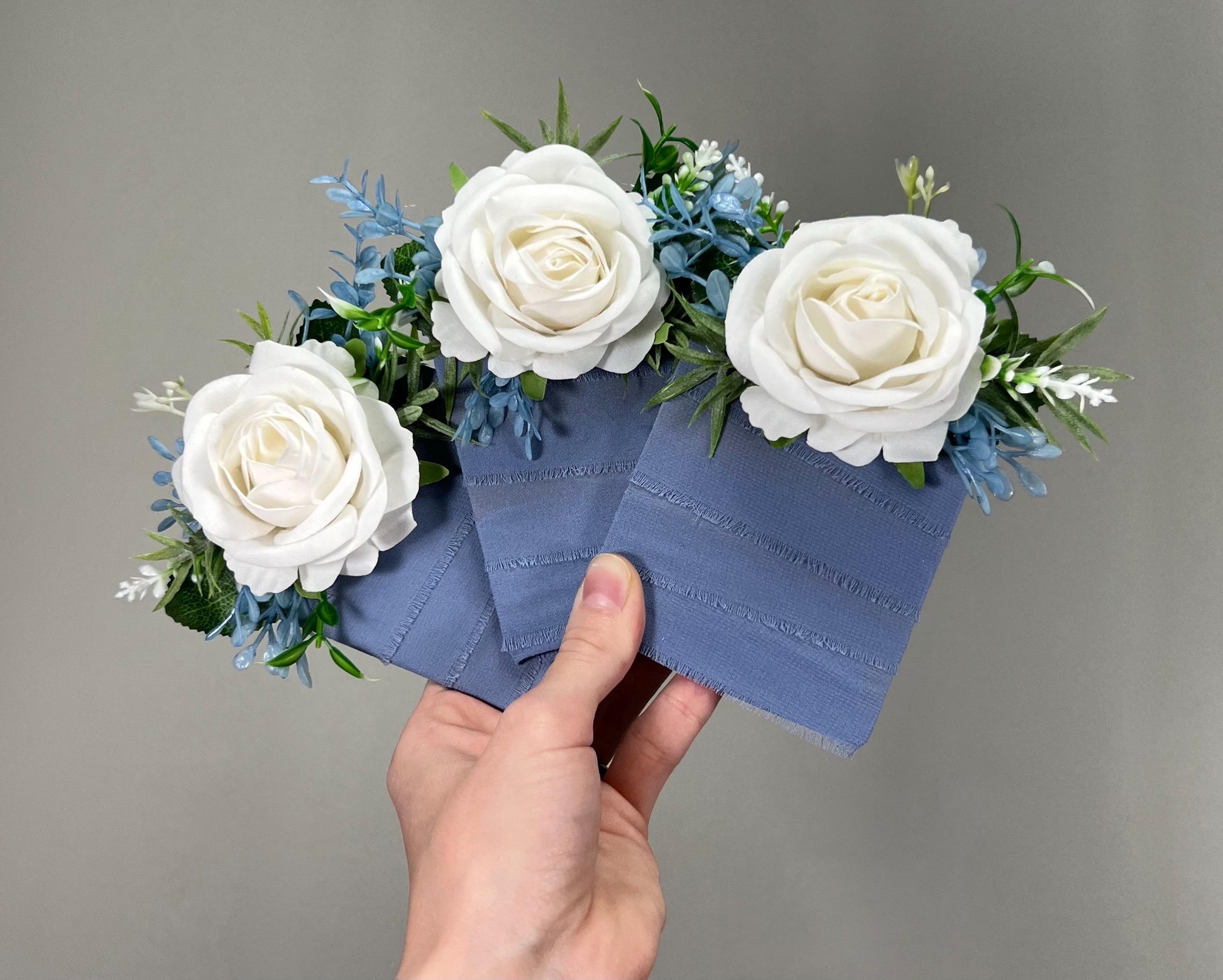 White Blue Pocket Boutonniere Wedding Dusty Blue Ivory Groom Boutonnière Square White Groomsmen Sky Blue Boutonniere Pocket Artiticial