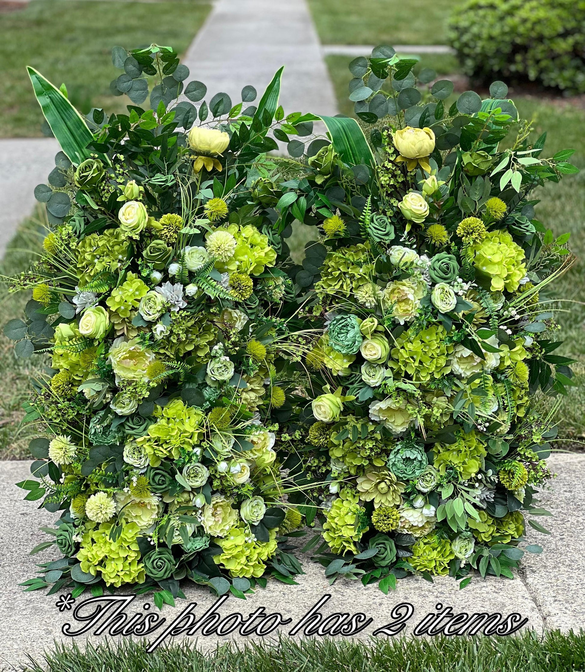 Set of 2 Wedding Aisle Marker Flower Floor Arrangement Barrel Décor Grass Green Flowers Greenery Ground Arch Eucalyptus Reddit