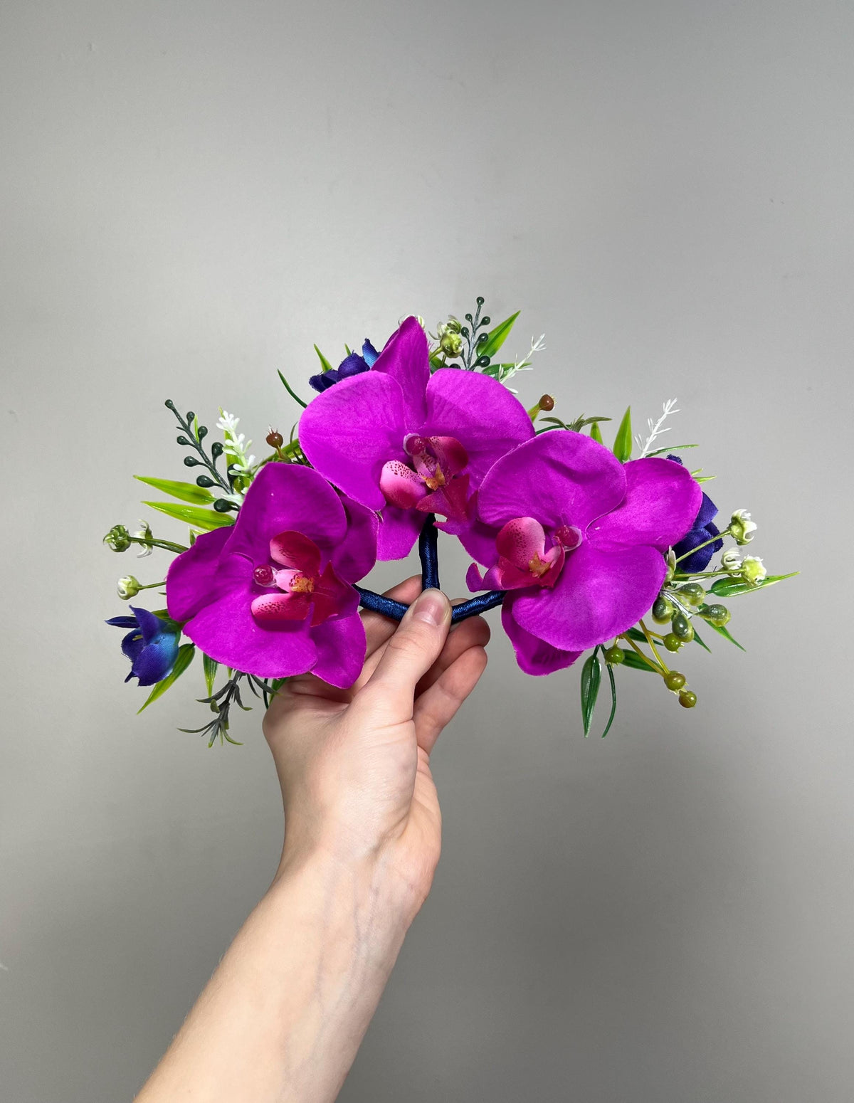 Jewel Tones Bouquet Bridal Teal Pink Wedding Bouquet Turquoise Magenta White Bouquet Orchid Calla Galaxy Blue Bouquet Tropical Artificial