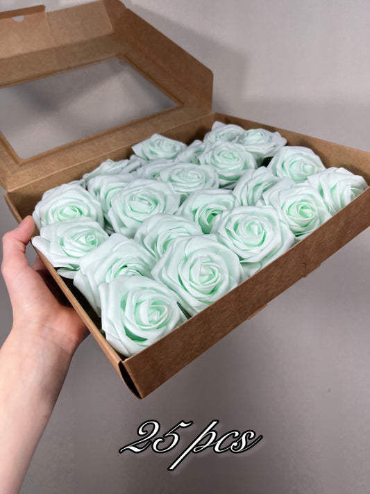 Mint Green Flower Head Wedding Decor Light Mint Small Flower Rose Wedding DIY Craft Supplies Wedding Aqua Mint Flower Head Sea Glass Rose