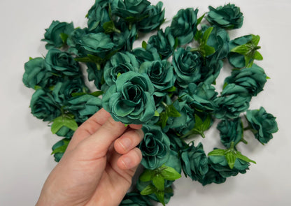 Emerald Green Flower Heads Wedding Decor Forest Green Small Flower Head Wedding DIY Craft Supplies Wedding Green Flower Artificial Heads