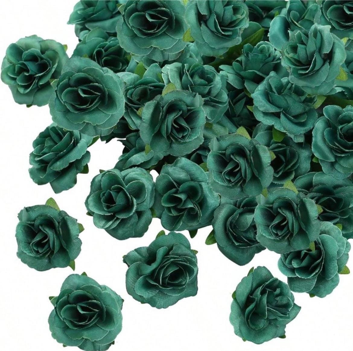 Emerald Green Flower Heads Wedding Decor Forest Green Small Flower Head Wedding DIY Craft Supplies Wedding Green Flower Artificial Heads