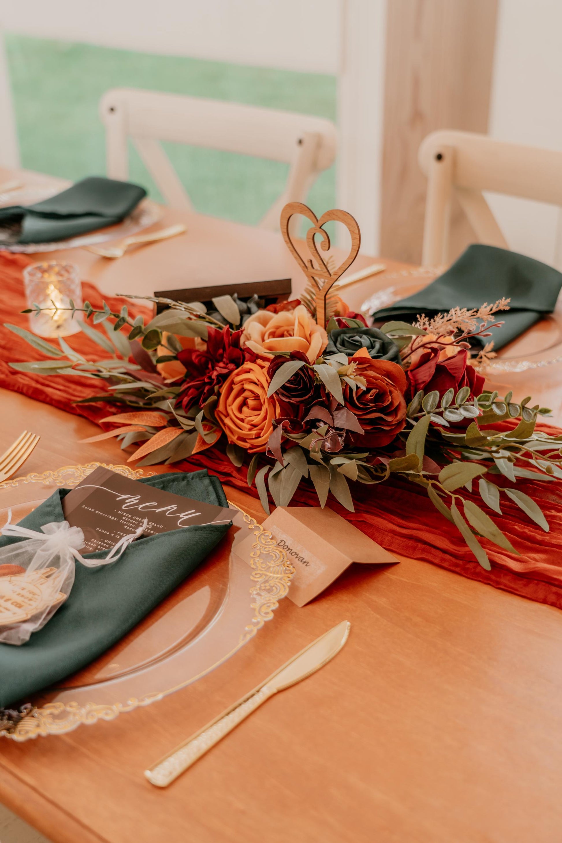 Dark Teal Terracotta Burgundy Centerpiece Wedding Table Decor Teal Rust Wedding Centerpiece Dark Teal Burn Orange Maroon Artificial Flower