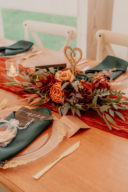 Dark Teal Terracotta Burgundy Centerpiece Wedding Table Decor Teal Rust Wedding Centerpiece Dark Teal Burn Orange Maroon Artificial Flower