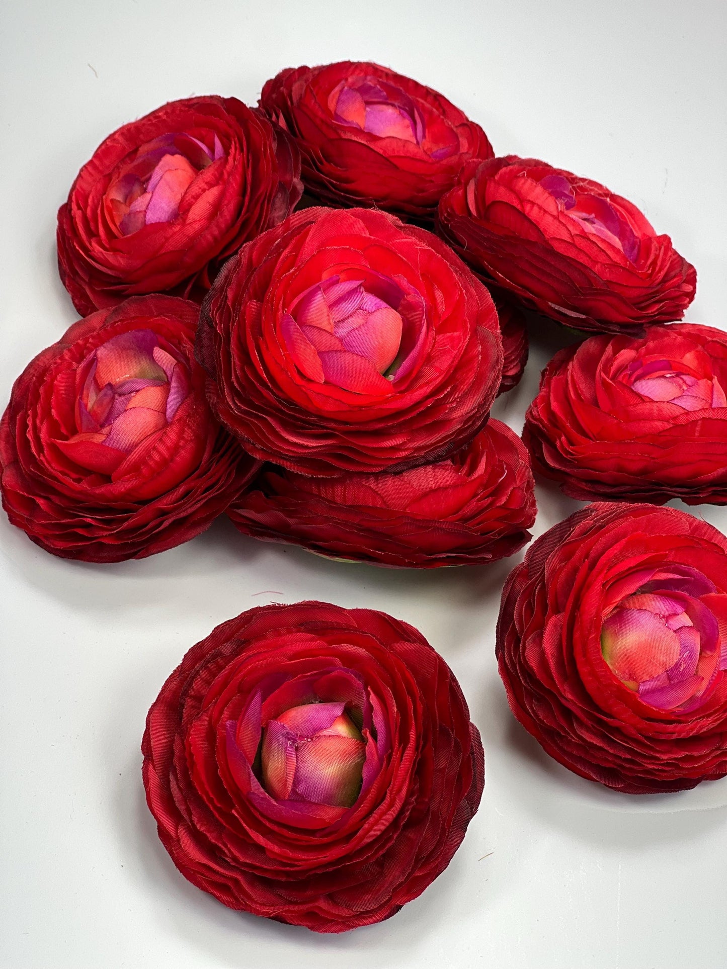 Red Ranunculus Flower Heads Wedding Bright Red Flowers Artificial DIY Craft Supplies Rununculus Heads Red Faux Decor Silk Flowers Scarlet