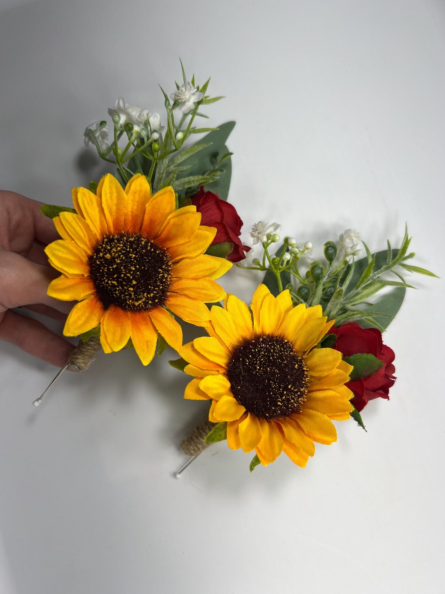 Sunflower Boutonniere Red Groom Boutonnières Groomsmen Sunflower Boutonnière Dark Red Groom Fall Rustic Sunflower Artificial Flowers