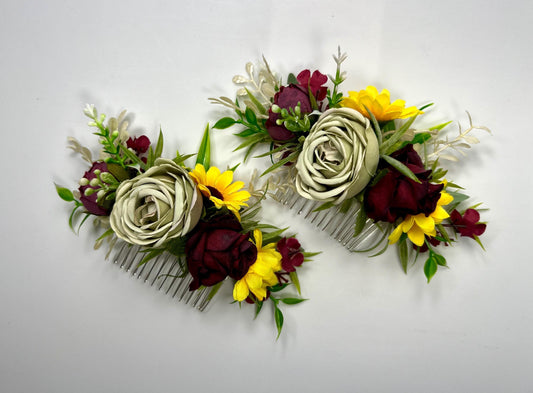 Sunflower Flower Crown Wedding Crown Burgundy Floral Headband Flower Sunflowers Burgundy Sage Green Crown Sunflower Flower Wreath Crown