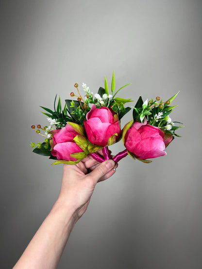 Fuchsia Boutonniere Wedding Groom Viva Magenta Boutonnière Hot Pink Groomsmen Boutonnière Deep Pink Groom Artificial Flowers Marsala Pink