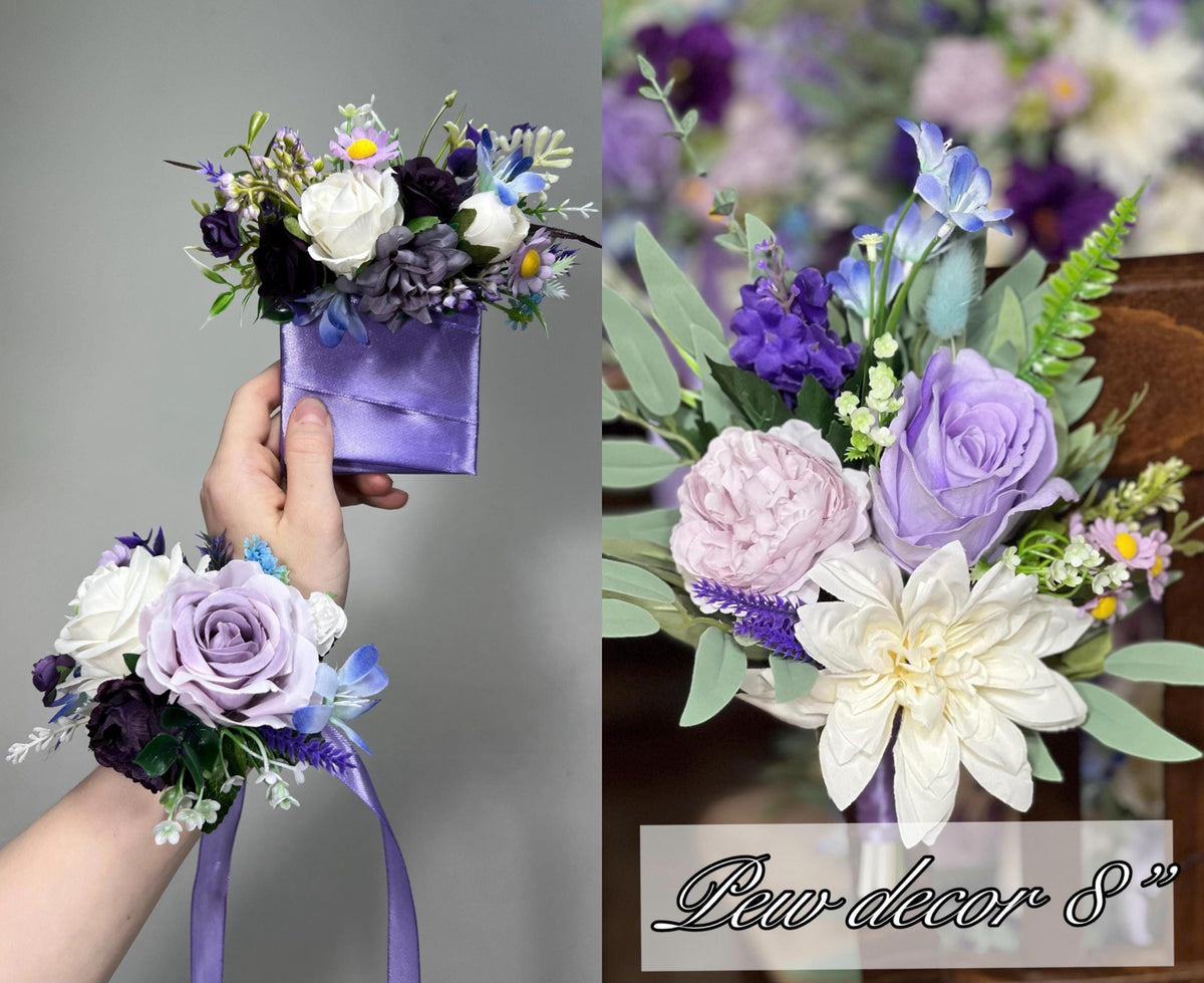 Purple Bouquet Wedding Bridal Lavender Bouquet Wild Flowers Bridesmaids White Purple Bouquet Plum Artificial Flowers Violet Bouquet Lilac