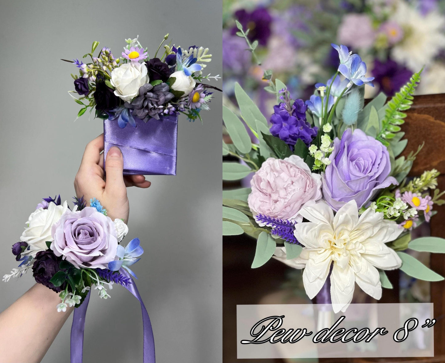 Purple Bouquet Wedding Bridal Lavender Bouquet Wild Flowers Bridesmaids White Purple Bouquet Plum Artificial Flowers Violet Bouquet Lilac
