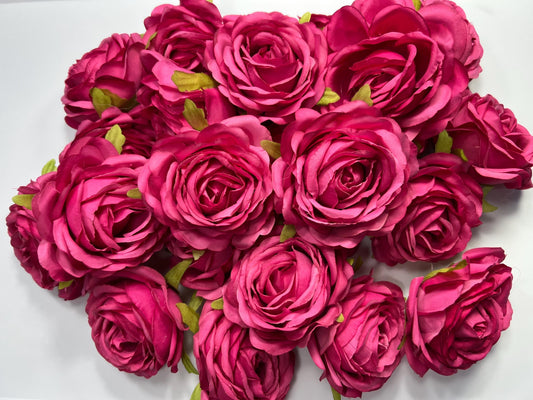Hot Pink Flower Heads Wedding Fuchsia Artificial Flowers Wedding Pink Rose Head Silk Home Decor Magenta Flower Heads Artificial Hot Pink