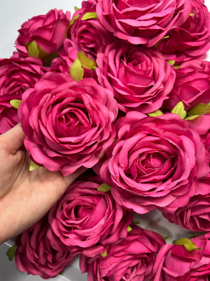 Hot Pink Flower Heads Wedding Fuchsia Artificial Flowers Wedding Pink Rose Head Silk Home Decor Magenta Flower Heads Artificial Hot Pink