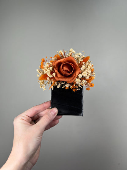 Terracotta Pocket Boutonnière Wedding Rust Square Boutonniere Groom Baby Breath Burnt Orange Boho Fall Pocket Boutonnière Groomsmen