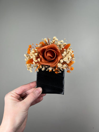 Terracotta Pocket Boutonnière Wedding Rust Square Boutonniere Groom Baby Breath Burnt Orange Boho Fall Pocket Boutonnière Groomsmen