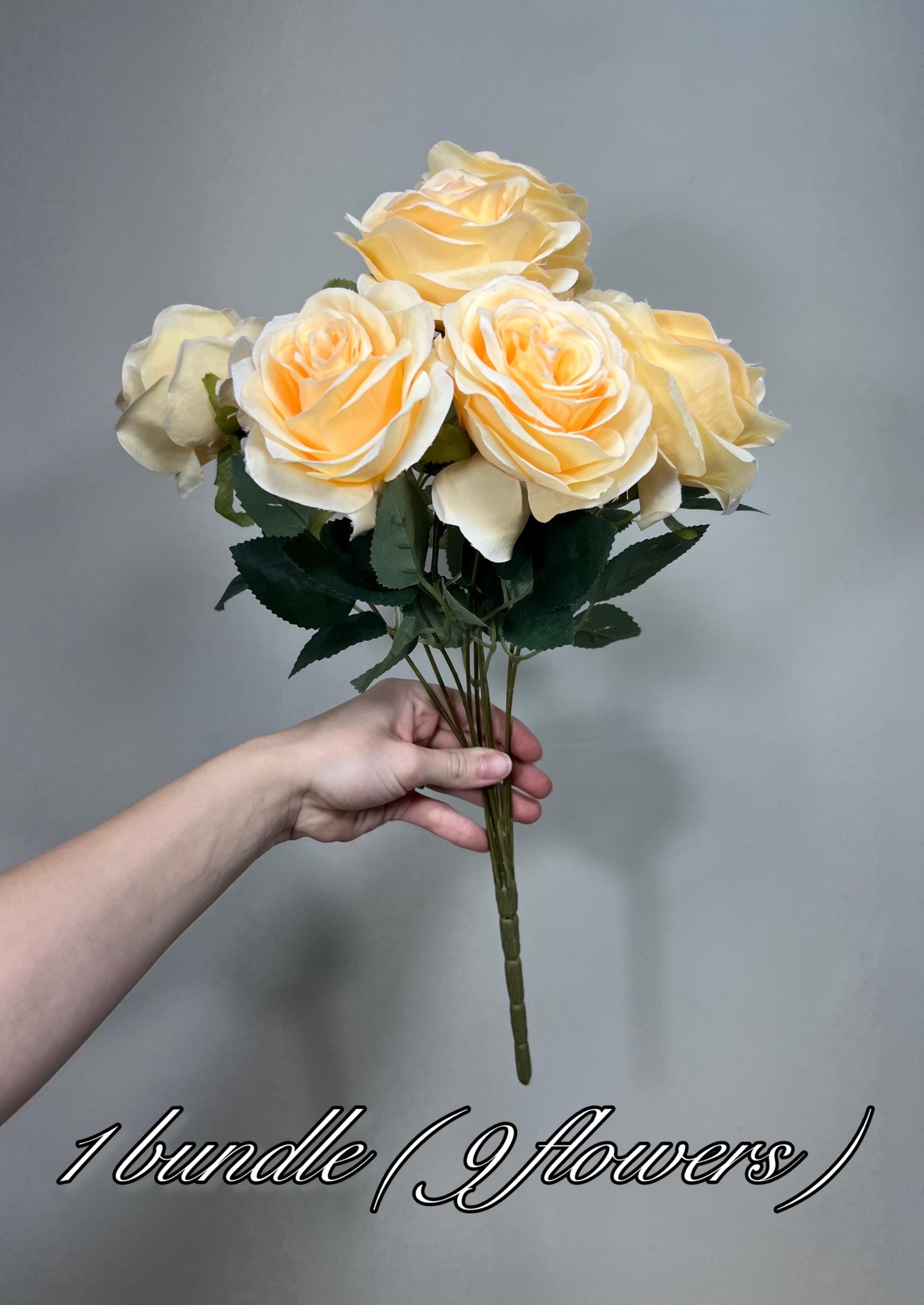 Champagne Flowers 1 Bundle Artificial Cream Flowers Wedding Soft Peach Flowers Silk Bouquet Ivory Flower Heads with Stems Pale Apricot