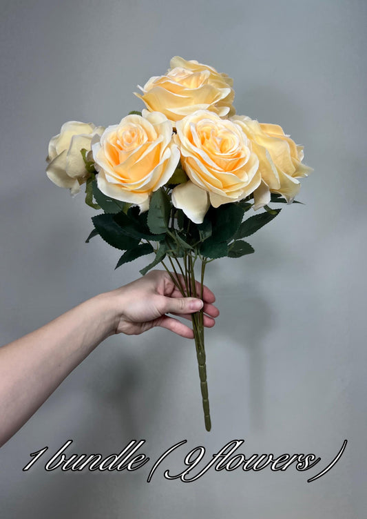Champagne Flowers 1 Bundle Artificial Cream Flowers Wedding Soft Peach Flowers Silk Bouquet Ivory Flower Heads with Stems Pale Apricot