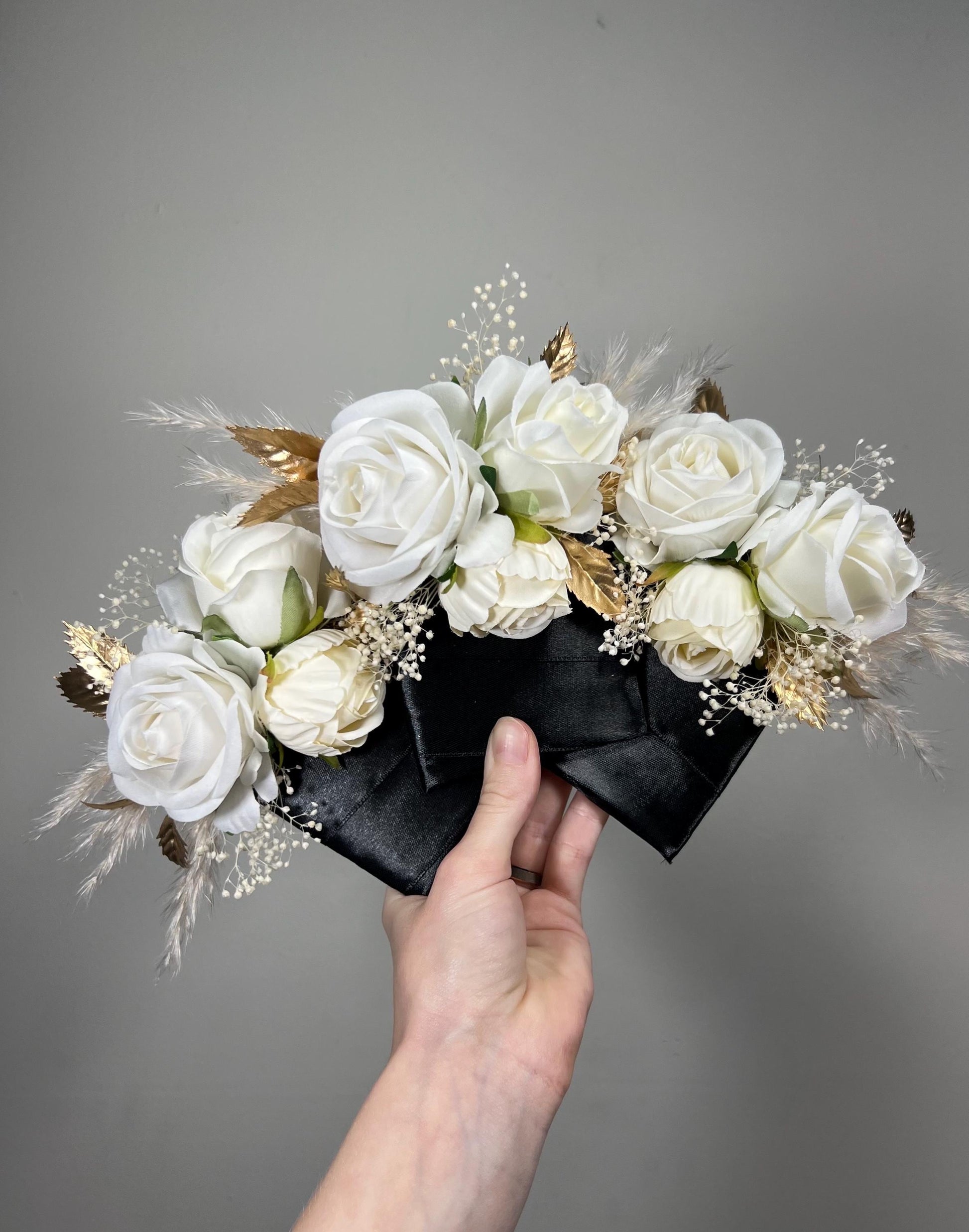 White Pocket Boutonniere Baby Breath Groom Boutonnière Boho White Square Groomsmen Boutonniere Ivory Gold Pampas Grass Artificial Flower