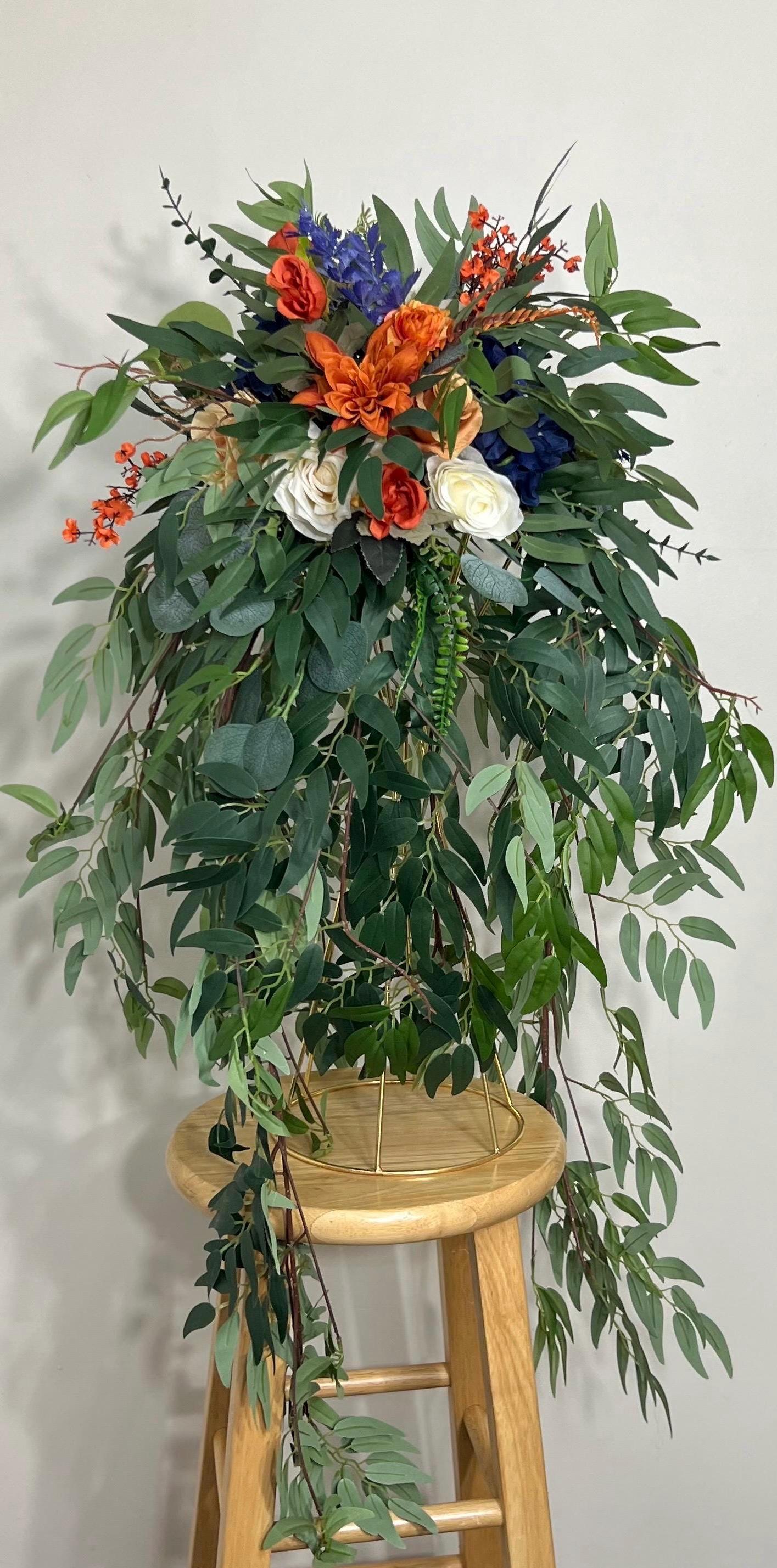 Terracotta Flower Ball Navy Blue White Wedding Centerpiece Boho Burnt Orange Barrel Whisky Decor Artificial Flower Rust Ivory Eucalyptus