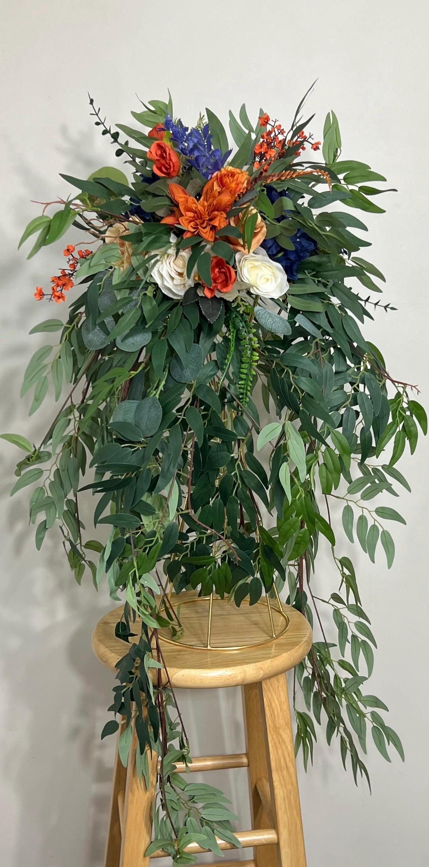 Terracotta Flower Ball Navy Blue White Wedding Centerpiece Boho Burnt Orange Barrel Whisky Decor Artificial Flower Rust Ivory Eucalyptus