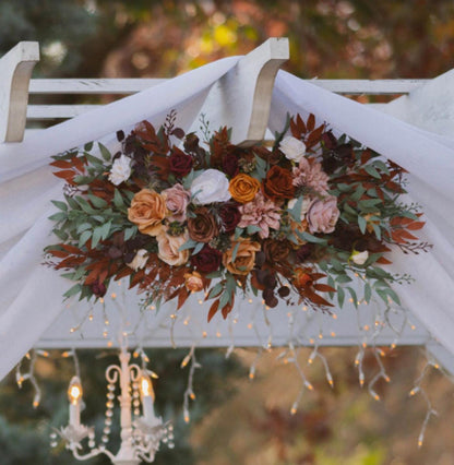 Wedding Bouquet Rust Burgundy Dusty Rose Bouquet Bridal Terracotta Cinnamon Bridesmaids Bouquet Burnt Orange Ivory Fall Artificial Flower