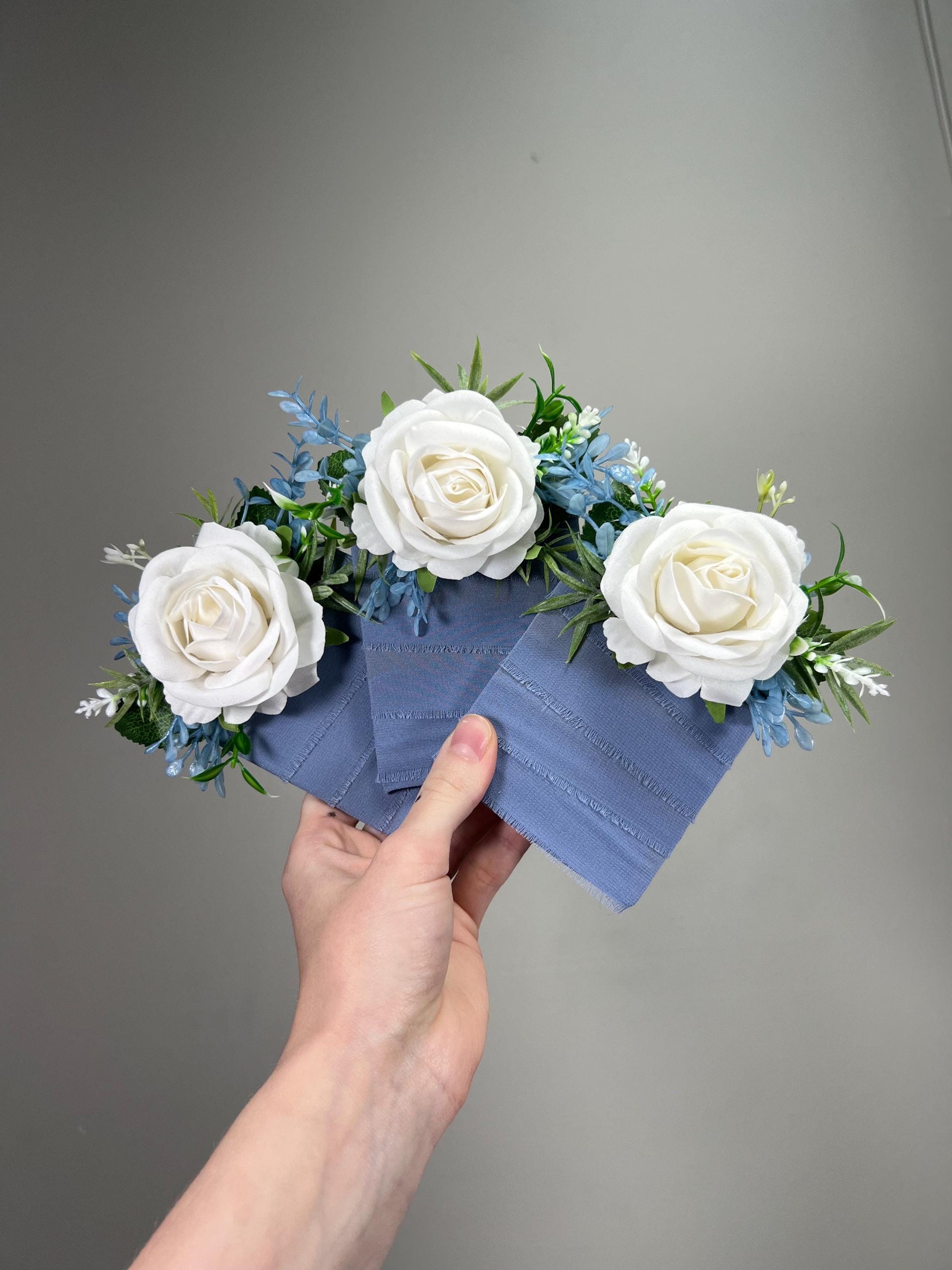 White Blue Pocket Boutonniere Wedding Dusty Blue Ivory Groom Boutonnière Square White Groomsmen Sky Blue Boutonniere Pocket Artiticial