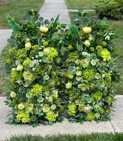 Set of 2 Wedding Aisle Marker Flower Floor Arrangement Barrel Décor Grass Green Flowers Greenery Ground Arch Eucalyptus