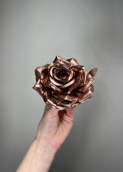 Rose Gold Flower Heads Wedding Rose Gold Artiticial Flowers Roses Craft Supplies Wedding Rose Gold Metalic Rose Flower Copper Artificial