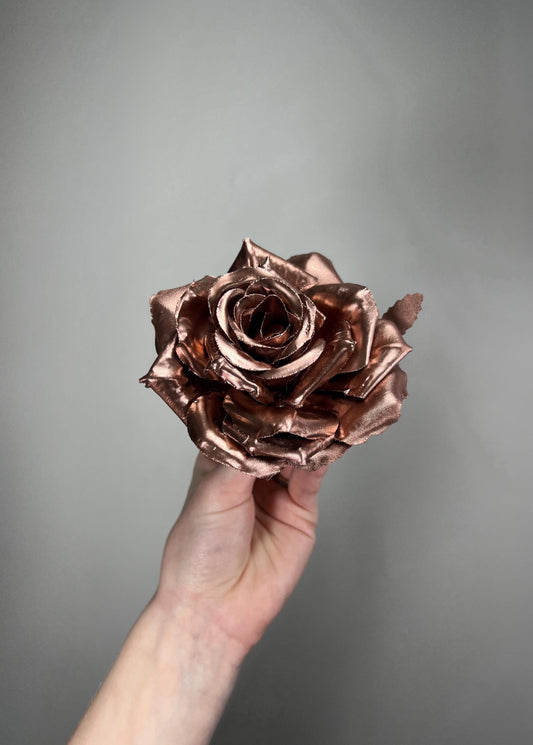 Rose Gold Flower Heads Wedding Rose Gold Artiticial Flowers Roses Craft Supplies Wedding Rose Gold Metalic Rose Flower Copper Artificial