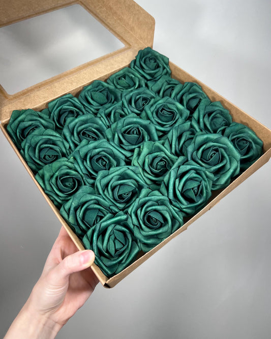 Emerald Green Flower Head Wedding Decor Forest Green Small Flower Head Wedding DIY Craft Supplies Wedding Green Flower Artificial Heads