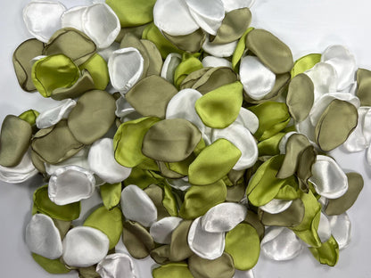 Green White Petals Silk Wedding Decor Flower Girl Petals Sage Green Olive Aisle Flower Petals Apple Green Lime Ivory Decor Confetti