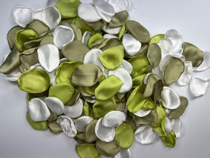 Green White Petals Silk Wedding Decor Flower Girl Petals Sage Green Olive Aisle Flower Petals Apple Green Lime Ivory Decor Confetti