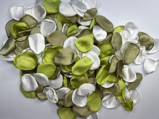 Green White Petals Silk Wedding Decor Flower Girl Petals Sage Green Olive Aisle Flower Petals Apple Green Lime Ivory Decor Confetti