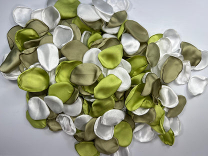 Green White Petals Silk Wedding Decor Flower Girl Petals Sage Green Olive Aisle Flower Petals Apple Green Lime Ivory Decor Confetti