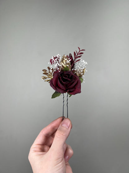 Burgundy Corsage Wedding Wrist Corsage Burgundy Rose Corsage Gold Bridesmaids Baby Breath Corsage Wine Red Prom Maroon Rose Artificial