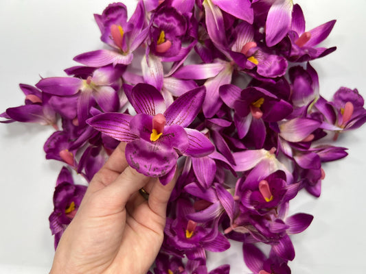 Magenta Orchid Heads Artificial 2.5” Purple Orchid Wedding Silk Flower Heads Tropical Fuchsia Flower Faux Orchid Wedding Decor DIY