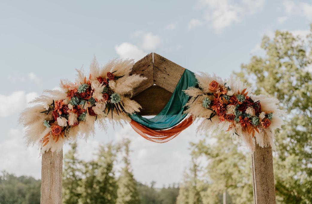 Teal Orange Bouquet Wedding Bridal Cascade Bouquet Boho Turquoise Burnt Orange Bouquet Cascading Teal Blue Aqua Terracotta Rust Bouquet Teal