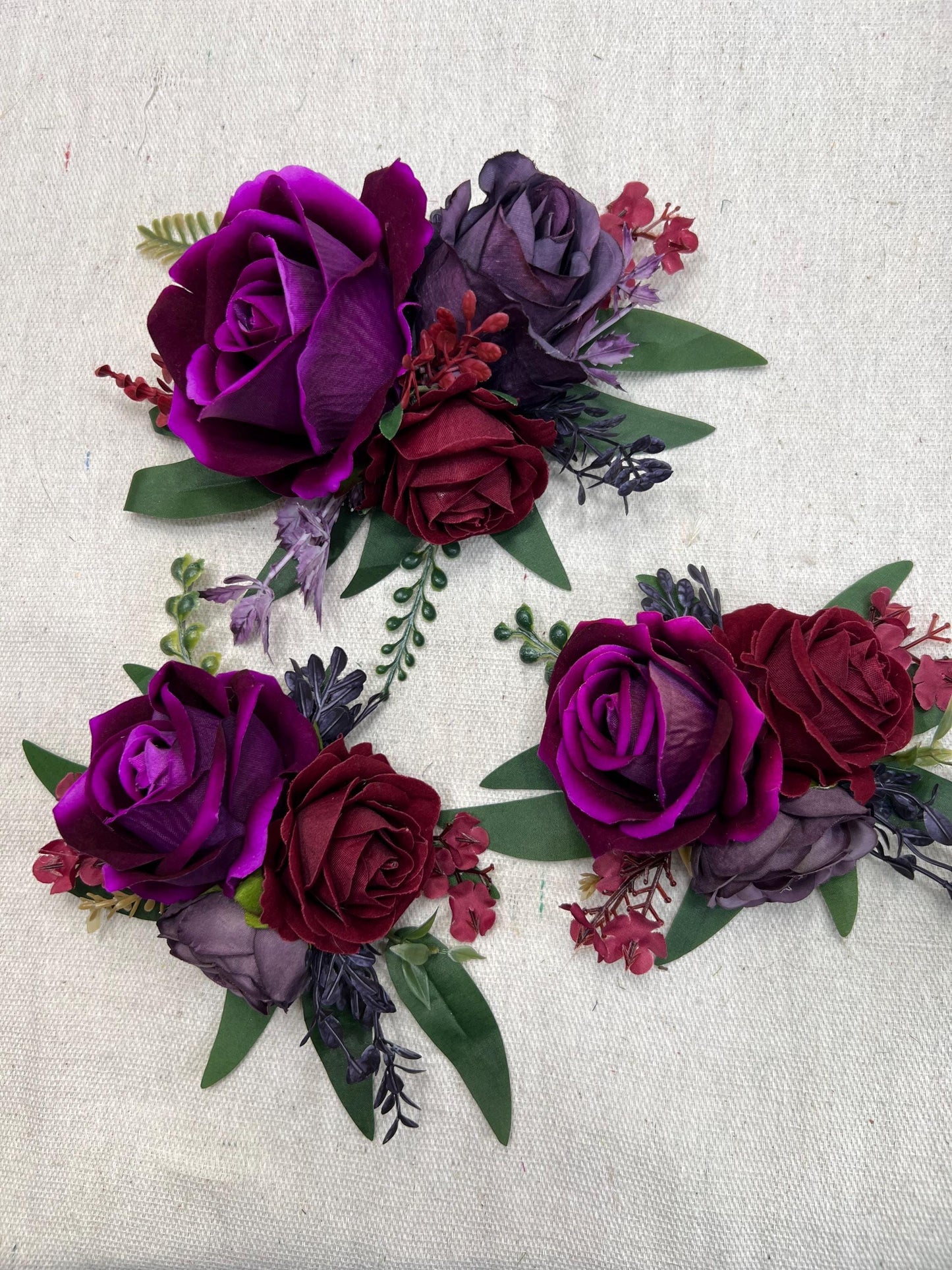 Purple Burgundy Cake Decoration Wedding Plum Flower Artificial Topper Cake Decor Royal Purple Dark Wine Red Flower Cake Arrangement Maroon