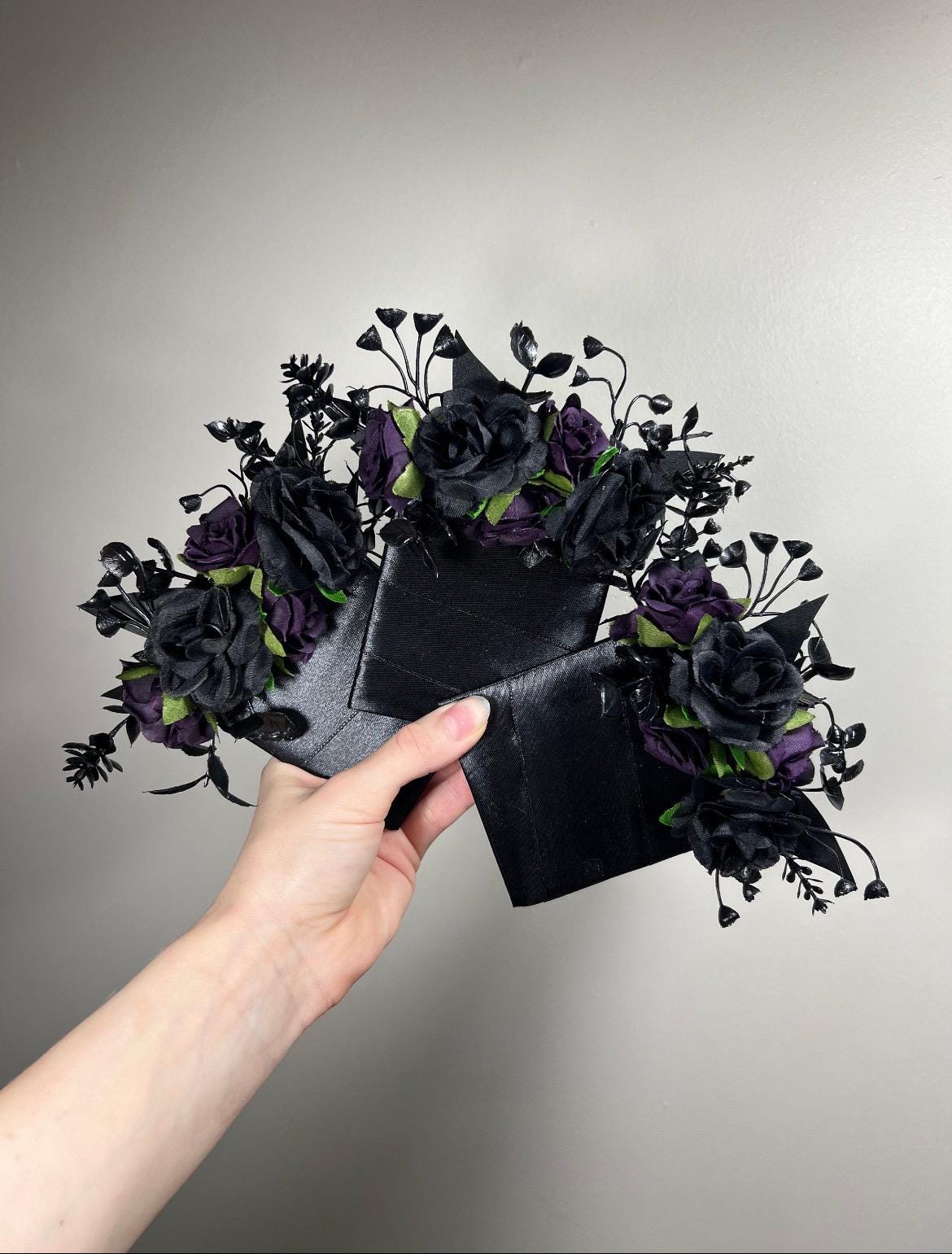 Black Hair Comb Wedding Plum Flower Girl Headpiece Gothic Floral Dark Purple Black Hair Accessories Black Plum Hair Comb Artificial Flowers