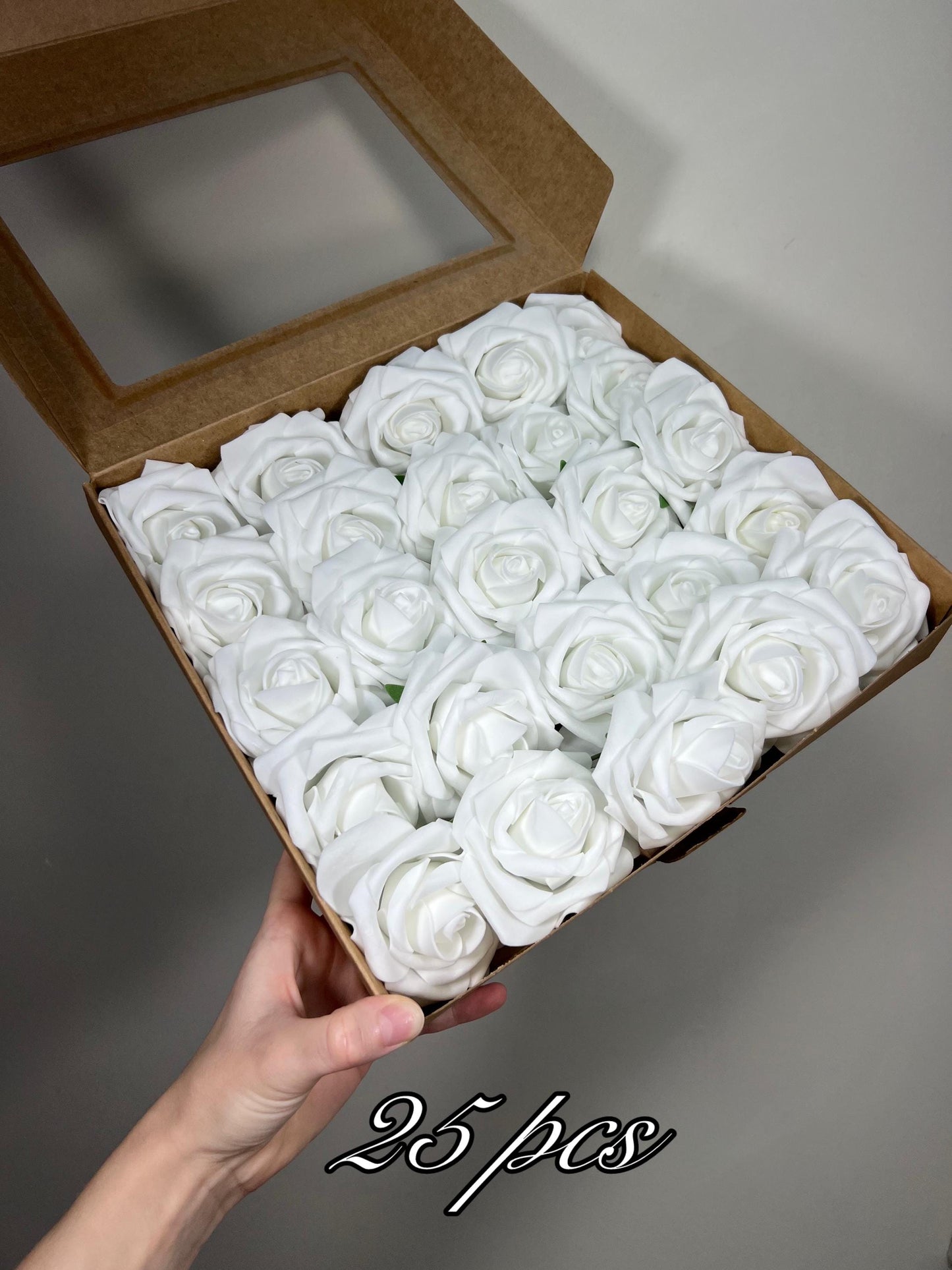 White Flower Artificial Wedding DIY Craft Supplies Pure White Rose Wedding True White Flower Head with Stem Fake Flowers White Rose Heads