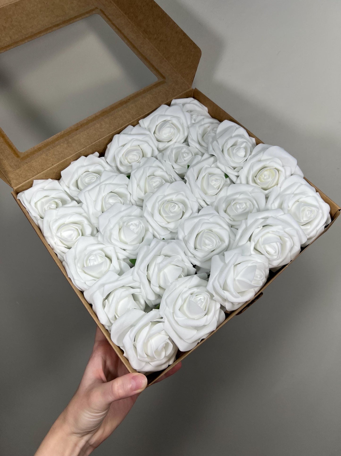 White Flower Artificial Wedding DIY Craft Supplies Pure White Rose Wedding True White Flower Head with Stem Fake Flowers White Rose Heads