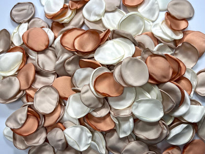 Ivory Beige Petals Wedding Decor Flower Girl Petals Champagne Aisle Decor Flower Petals Soft Gold Ceremony Decor Confetti Satin Petals