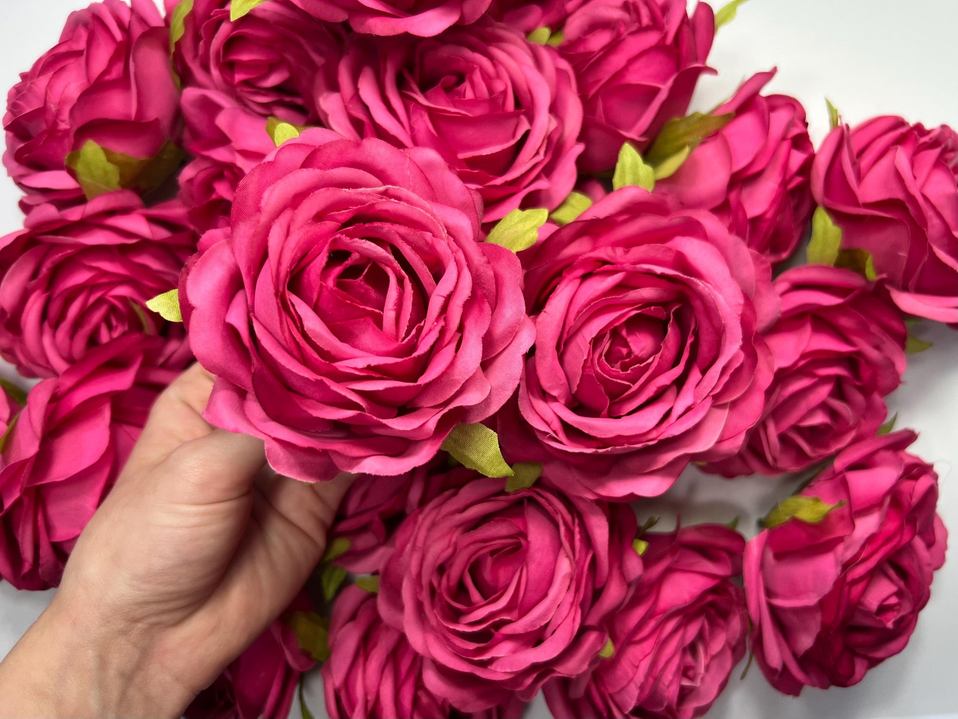 Hot Pink Flower Heads Wedding Fuchsia Artificial Flowers Wedding Pink Rose Head Silk Home Decor Magenta Flower Heads Artificial Hot Pink