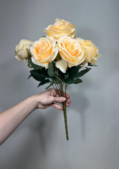Champagne Flowers 1 Bundle Artificial Cream Flowers Wedding Soft Peach Flowers Silk Bouquet Ivory Flower Heads with Stems Pale Apricot