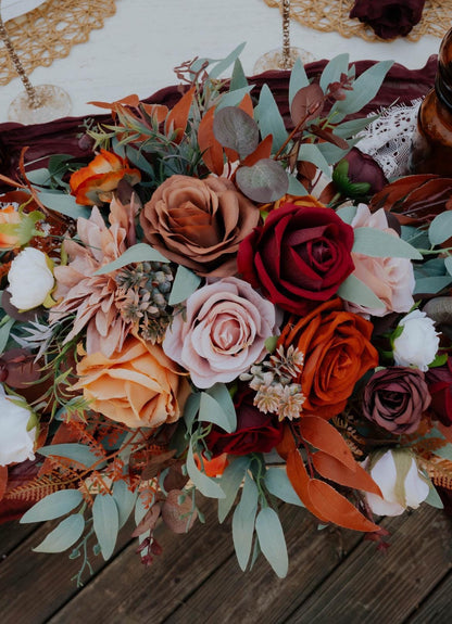 Wedding Bouquet Rust Burgundy Dusty Rose Bouquet Bridal Terracotta Cinnamon Bridesmaids Bouquet Burnt Orange Ivory Fall Artificial Flower