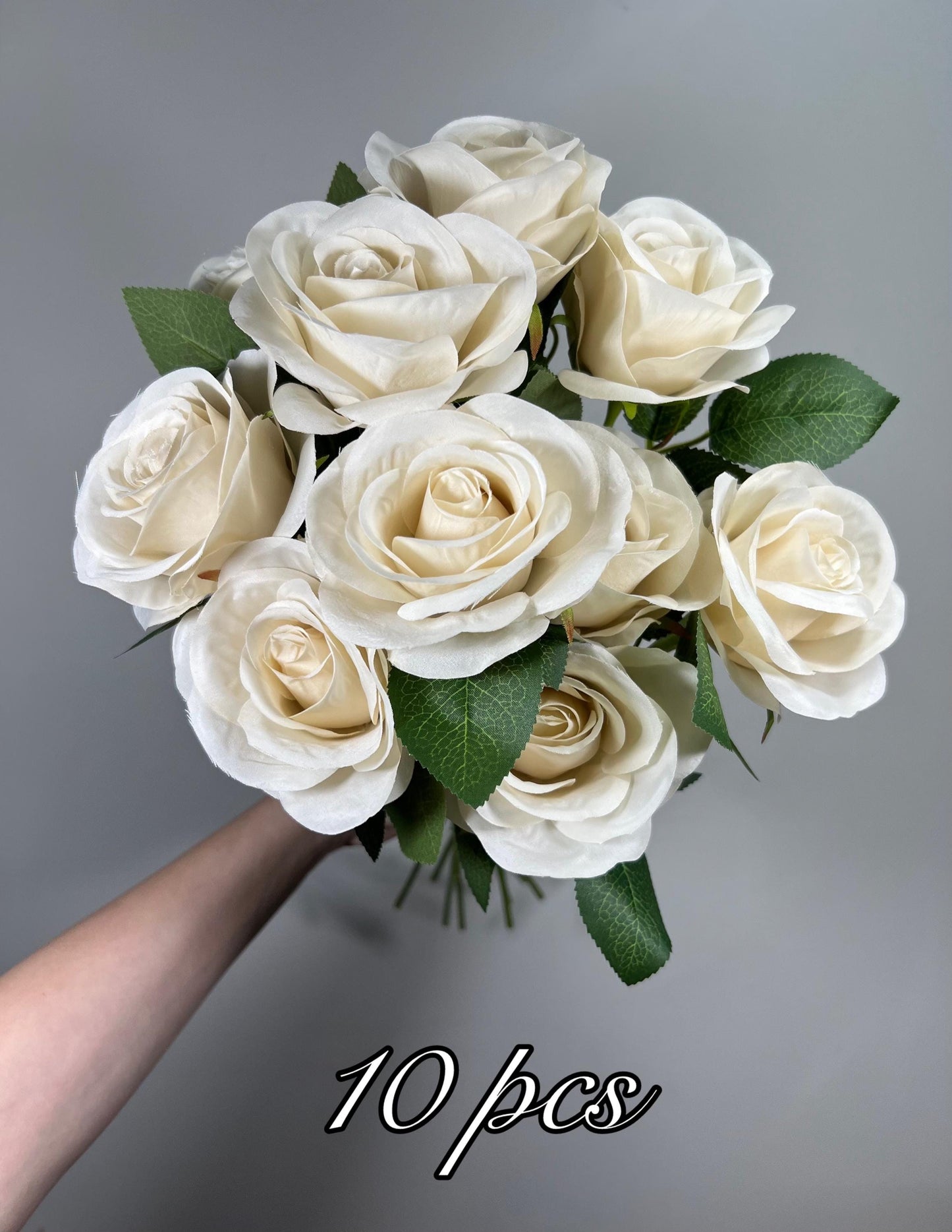 Beige Roses Artificial Flower Heads with Stem Ivory Wedding Roses for Bouquet DIY Cream Roses Real Touch Floral Off White Supplies Flowers